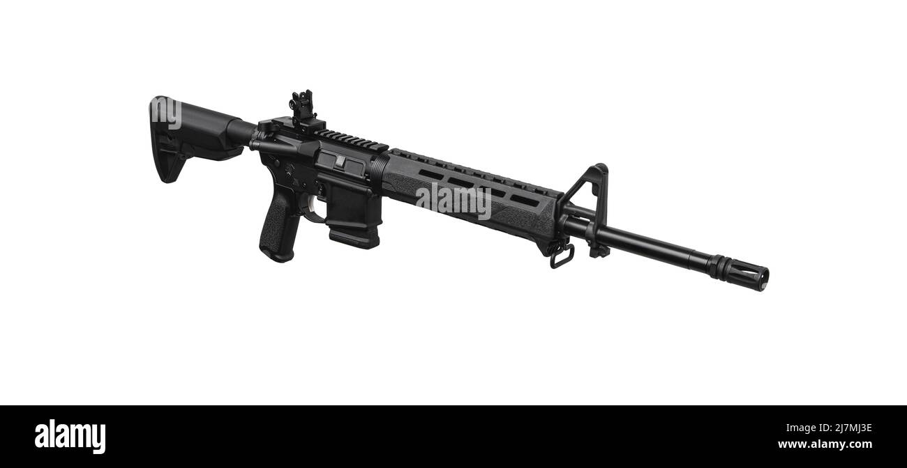 Automatic Rifle Background Modern automatic rifle isolated on white background. Weapons for police ...