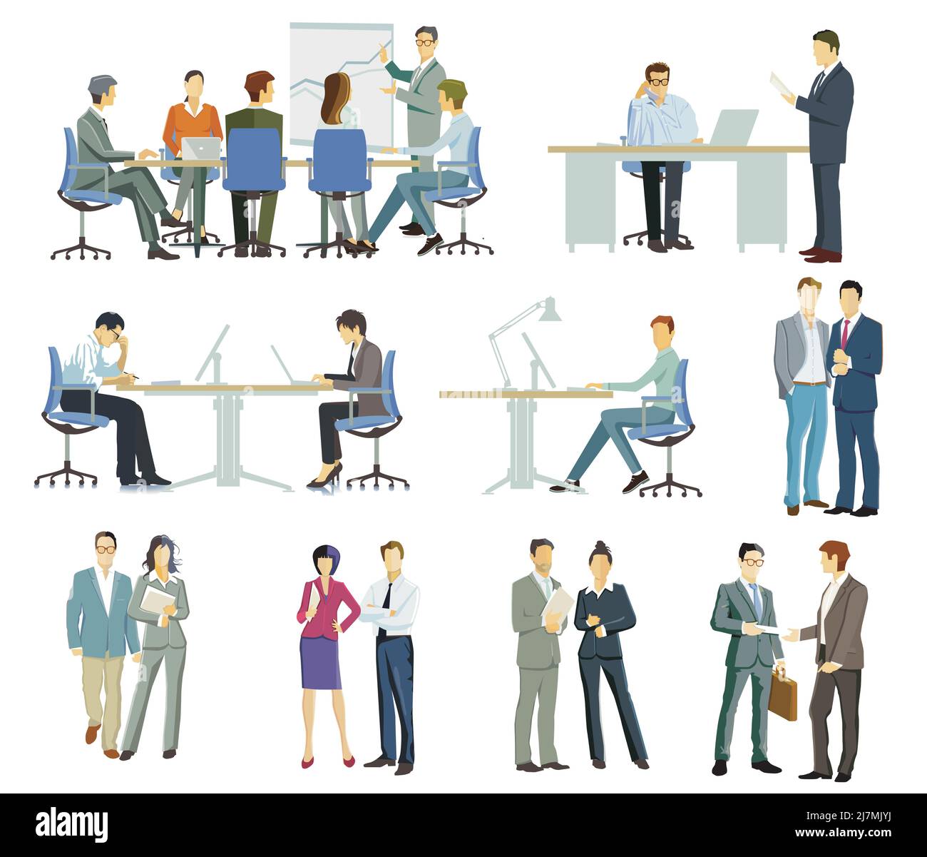 Team consulting, business meeting illustration Stock Vector