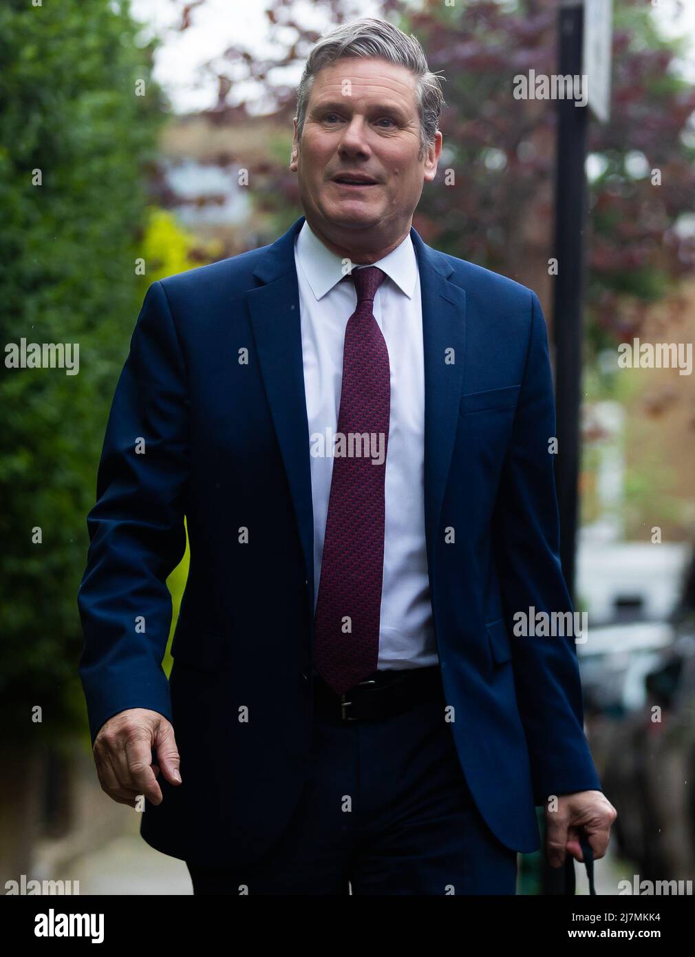 London, UK. 10th May, 2022. Sir Keir Starmer leaves his home ahead of the State Opening of Parliament. The Labour Leader said he will step down if the police fine him for breaking covid lockdown rules. (Photo by Tejas Sandhu/SOPA Images/Sipa USA) Credit: Sipa USA/Alamy Live News Stock Photo