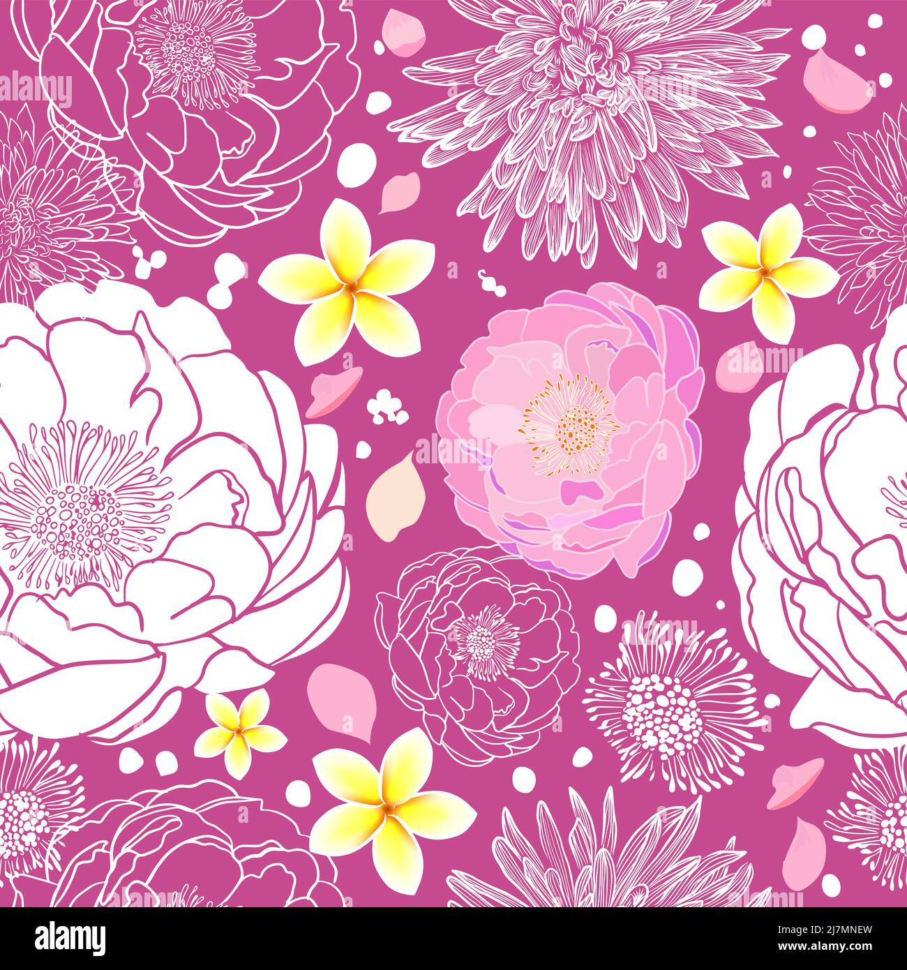 Seamless pink background with delicate flowers. Vector illustration ...