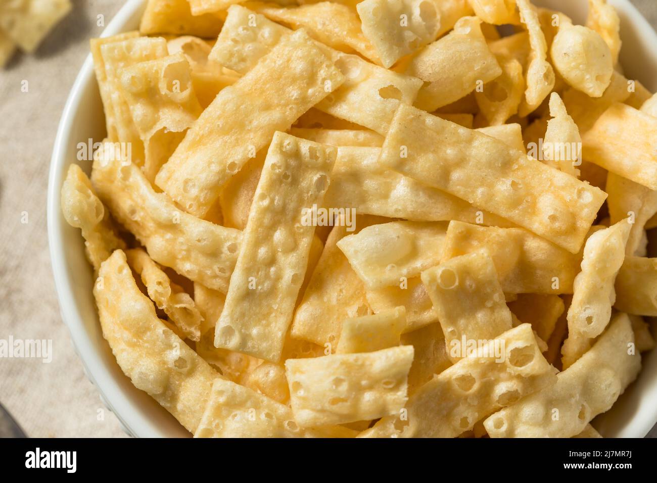 Homemade Fried Wonton Strips in a Bowl Stock Photo Alamy