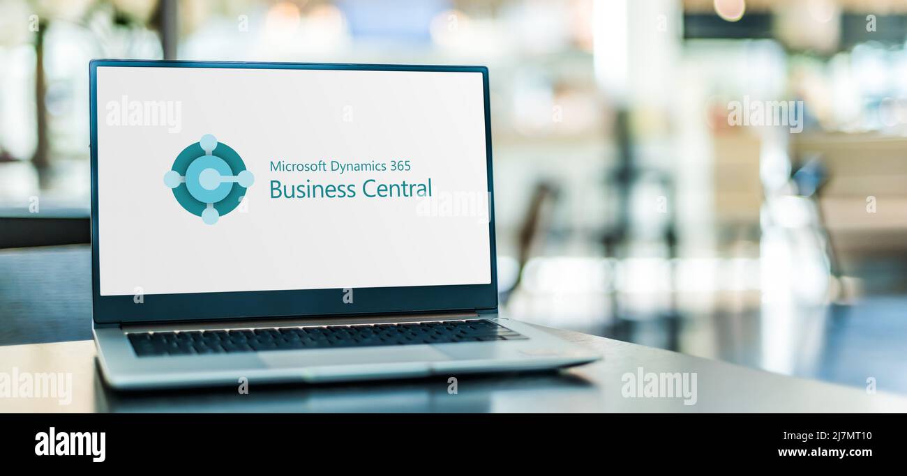 POZNAN, POL - NOV 20, 2021: Laptop computer displaying logo of ...
