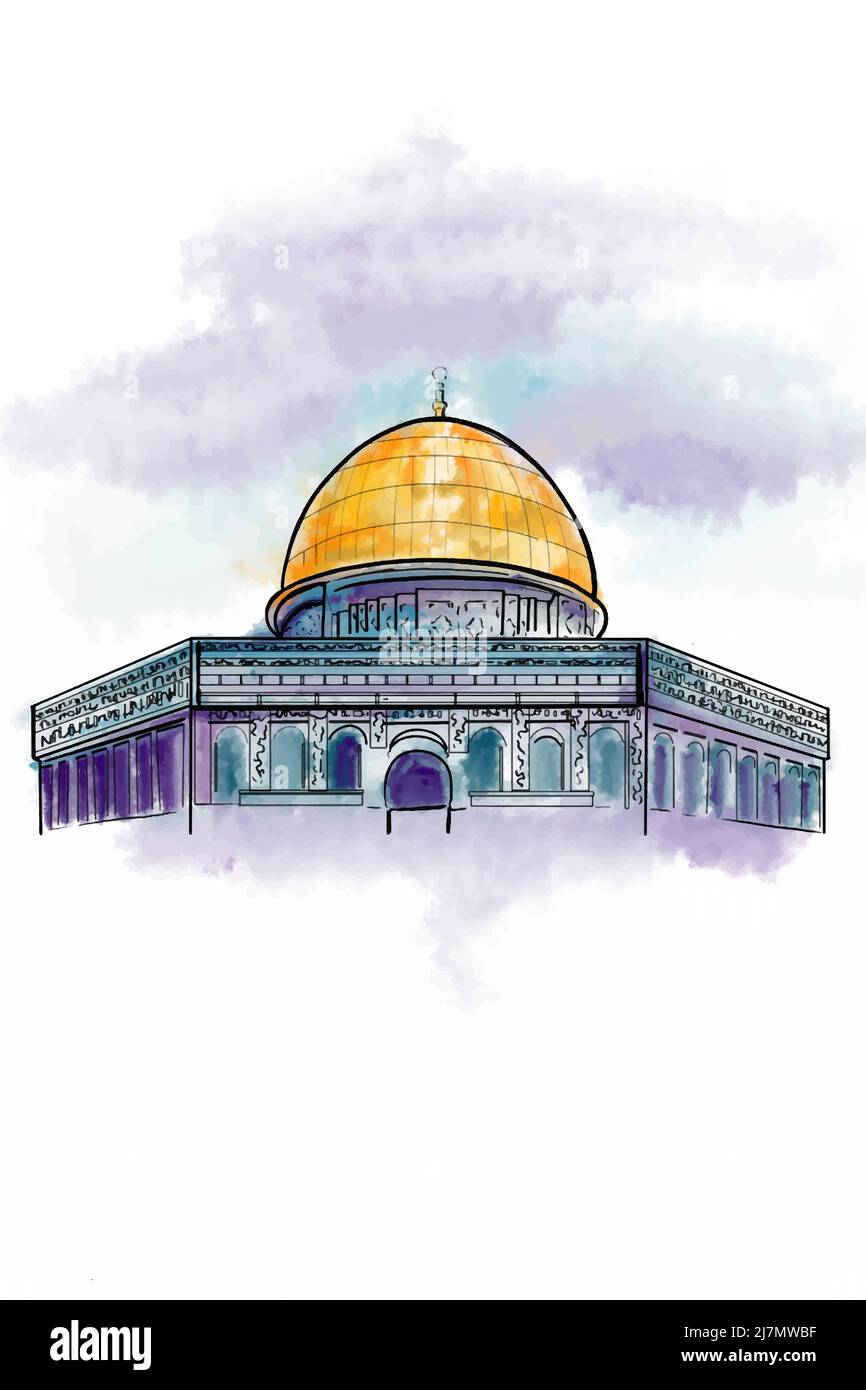 Jerusalem illustration ,drawing ,water color ,logo,symbol. Stock Photo