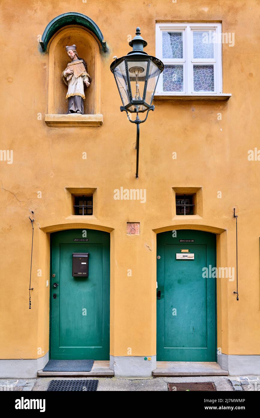 Germany Bavaria Romantic Road. Augsburg. Fuggerei, the world's oldest public housing complex still in use Stock Photo