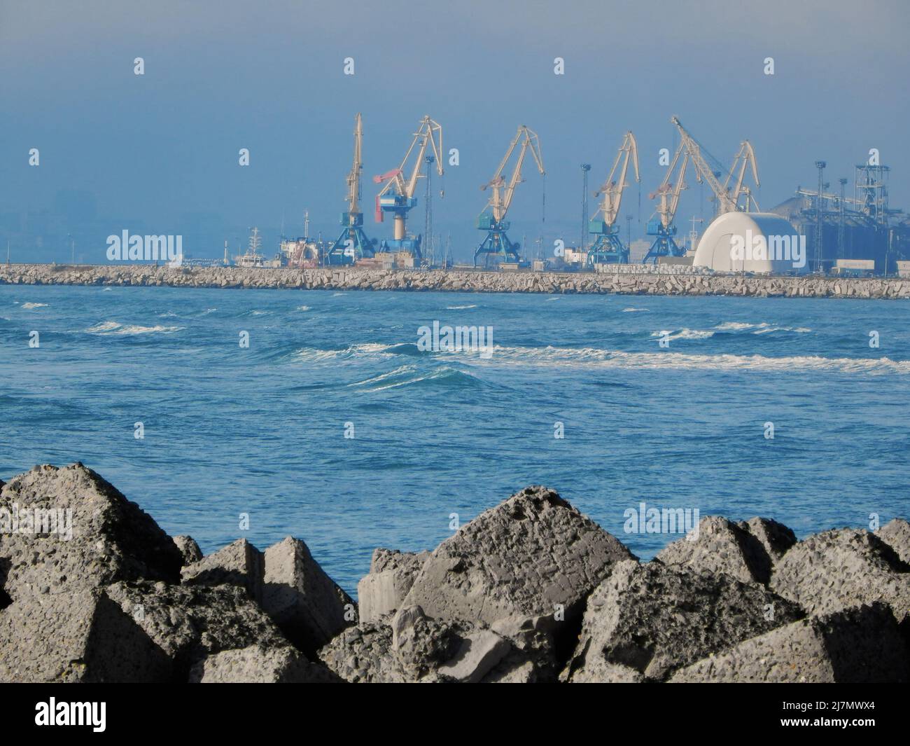 Aktau seaport. Kazakhstan. Mangistau region. Aktau. 04 February. 2020 year. Stock Photo