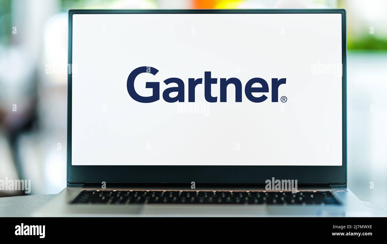 POZNAN, POL FEB 25, 2022 Laptop computer displaying logo of Gartner