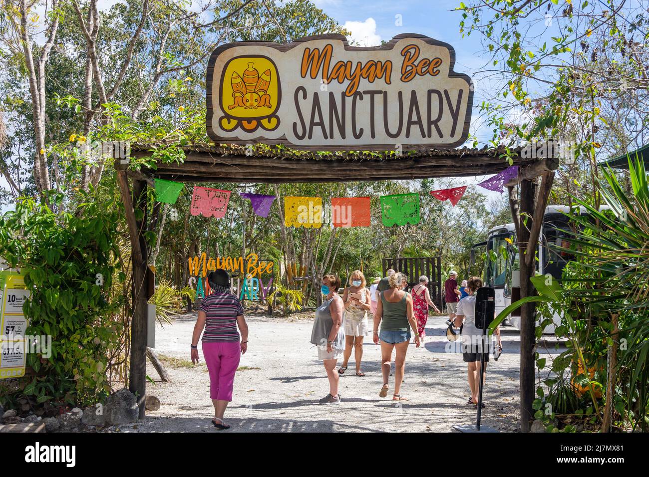 Entrance gate to Mayan Bee Sanctuary, Carr Transversal, Cozumel, Quintana Roo, Mexico Stock Photo