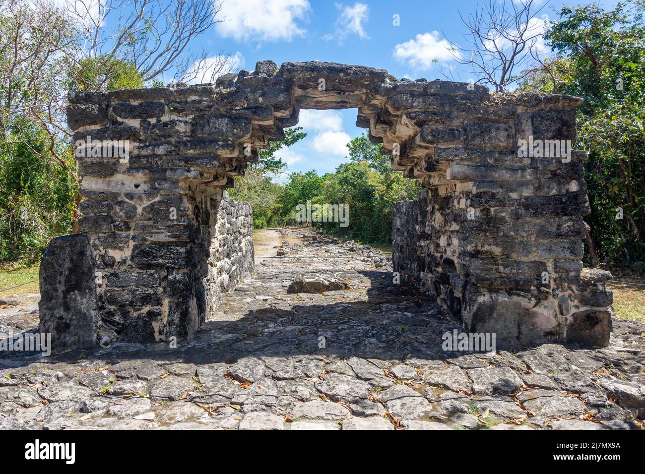 The Arch Structure (El Arco) , San Gervasio Maya archaelogical site, Cozumel, Quintana Roo, Mexico Stock Photo