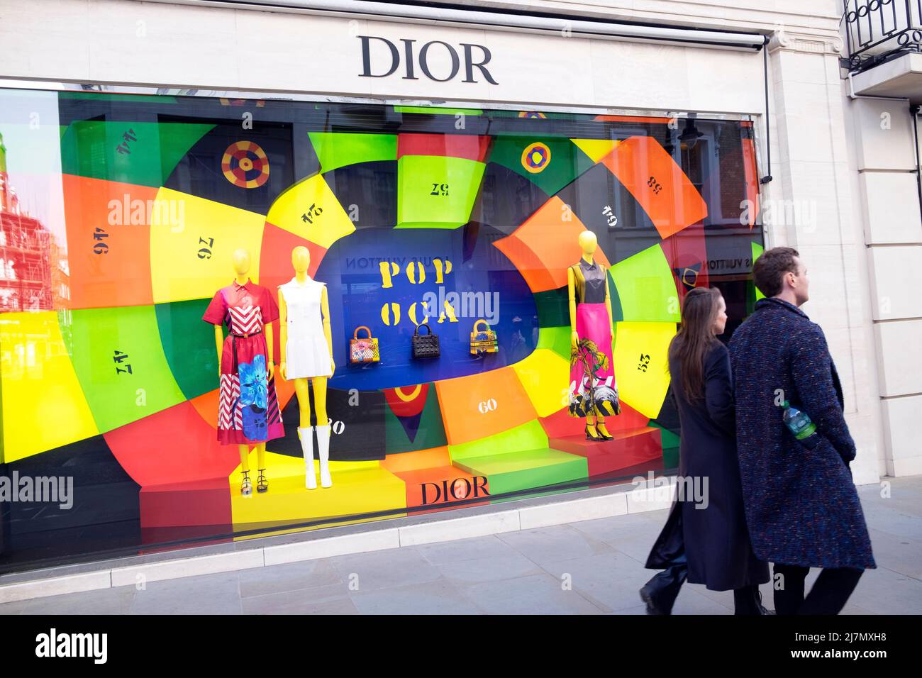 Dior store exterior view window display in New Bond Street post pandemic in Mayfair West London England UK 2022   KATHY DEWITT Stock Photo