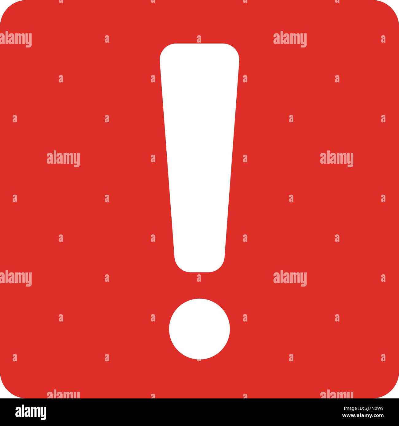 Exclamation mark icon in a red box. Editable vector Stock Vector Image