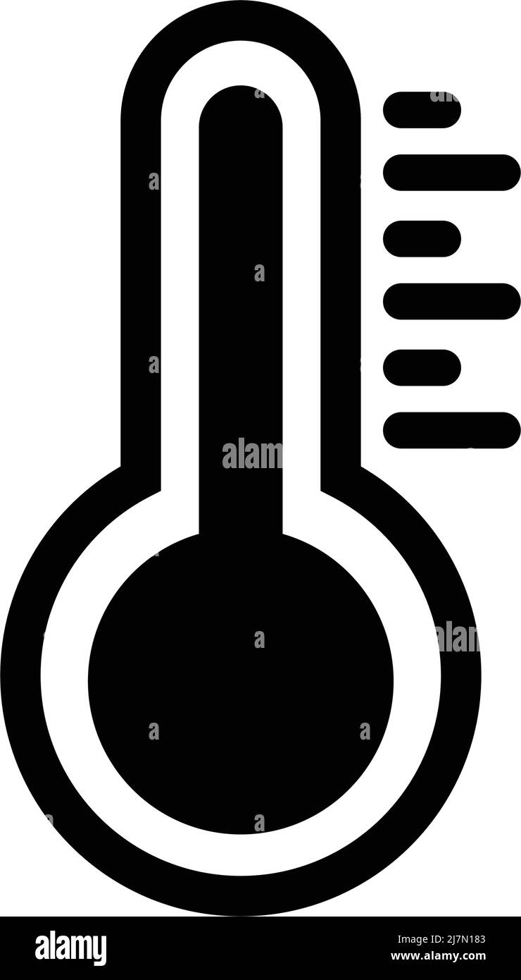 Thermometer silhouette icon. A tool for measuring temperature. Editable vector. Stock Vector