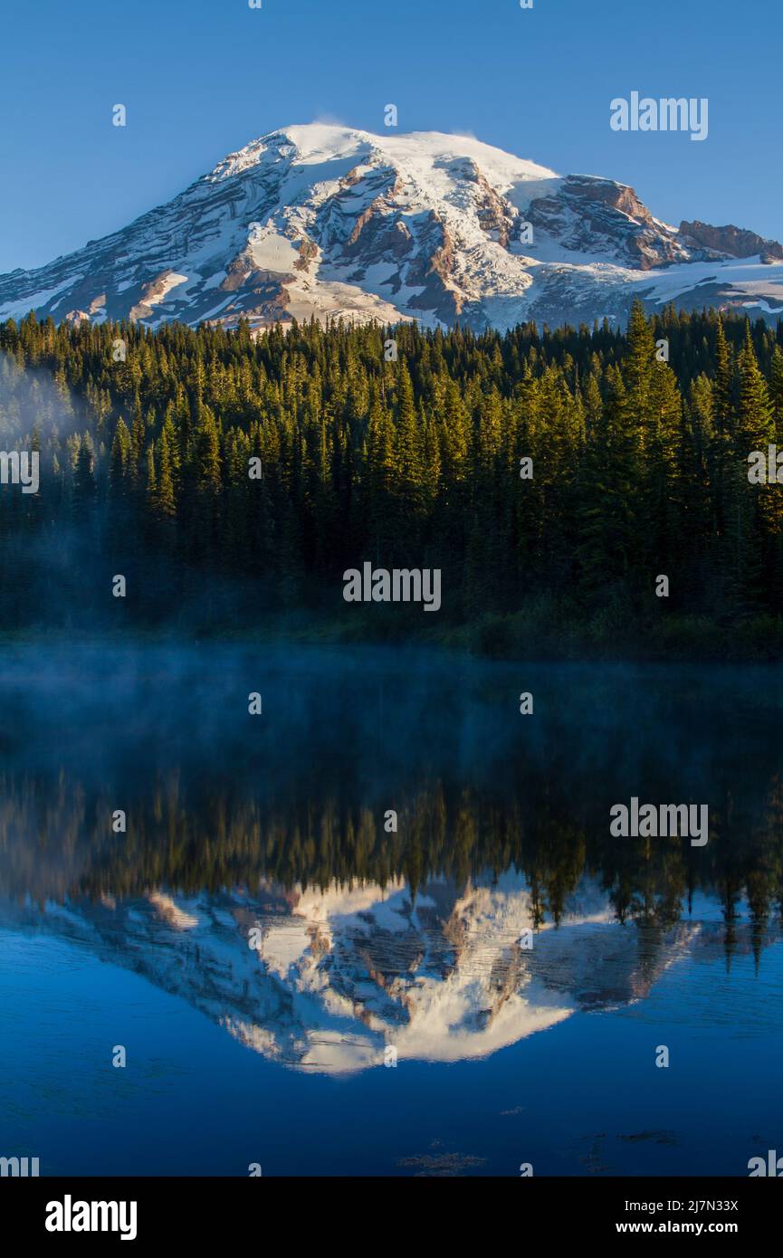 Mount Rainier And Reflection Lakes, Washington, USA Stock Photo