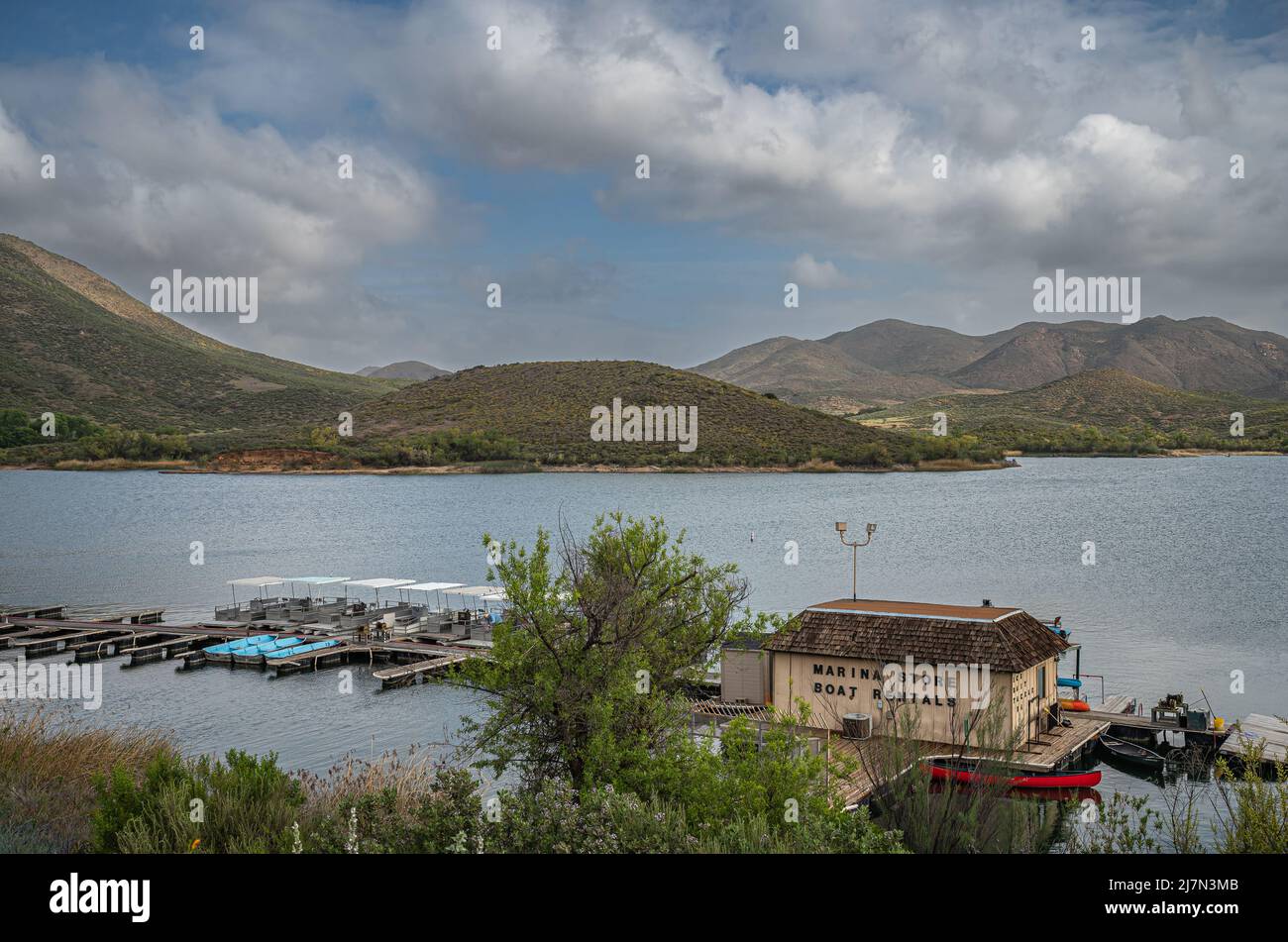 Winchester, CA, USA April 11, 2022 Skinner Lake. Boat rental