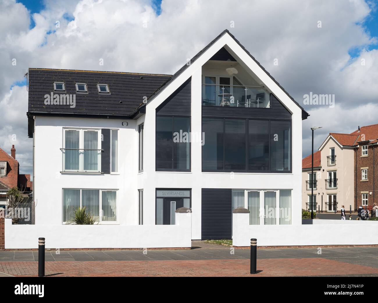 A modern detached seafront house in Seaburn, Sunderland, England, UK Stock Photo