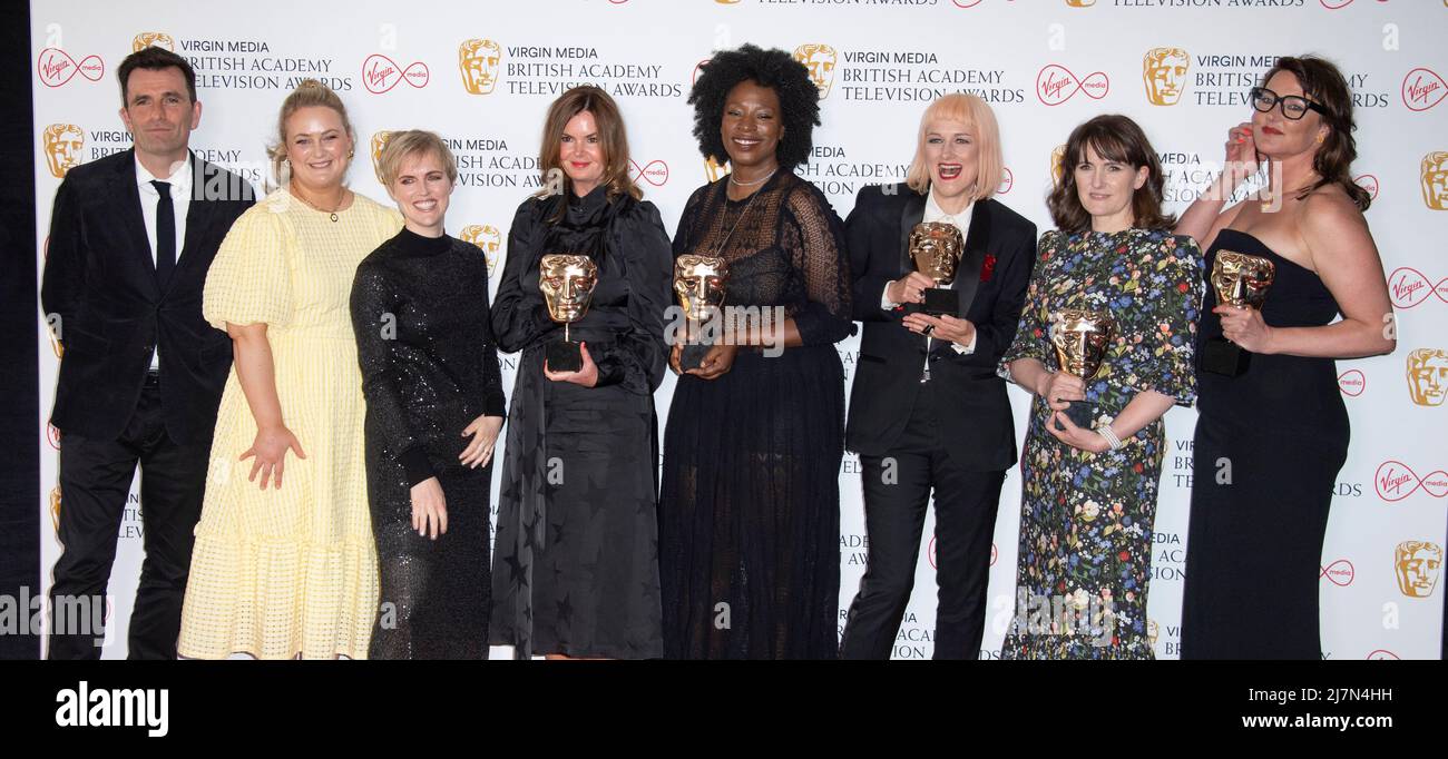 (2L to R) Phillipa Dunne, Holly Walsh, Clelia Mountford, Tanya Moodie, Barunka O'Shaughnessy, Caroline Norris and Helen Serafinowicz, accepting the Sc Stock Photo