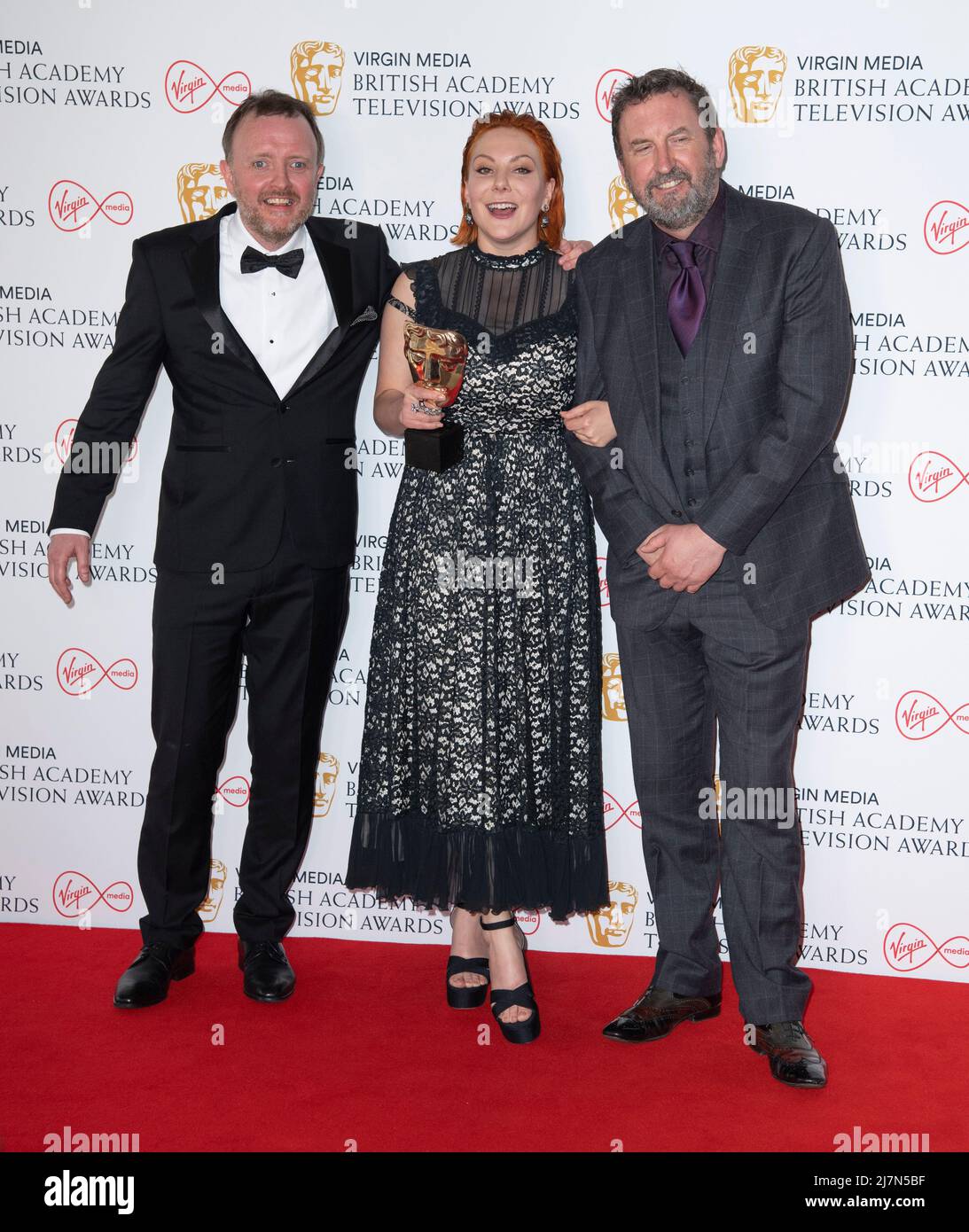 (LR) Chris McCausland, Sophie Willan, winner of the Female Performance