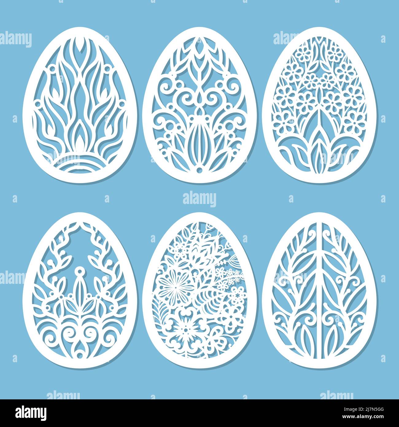 Template for laser cutting. Easter eggs. Vector Stock Vector