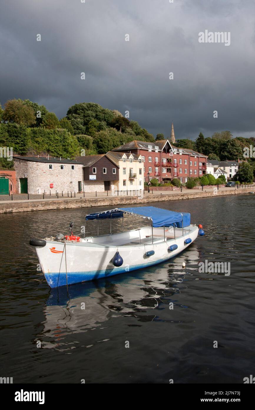 Exeter Quay and the Southern Comfort tour boat, River Exe, Exeter, Devon Stock Photo