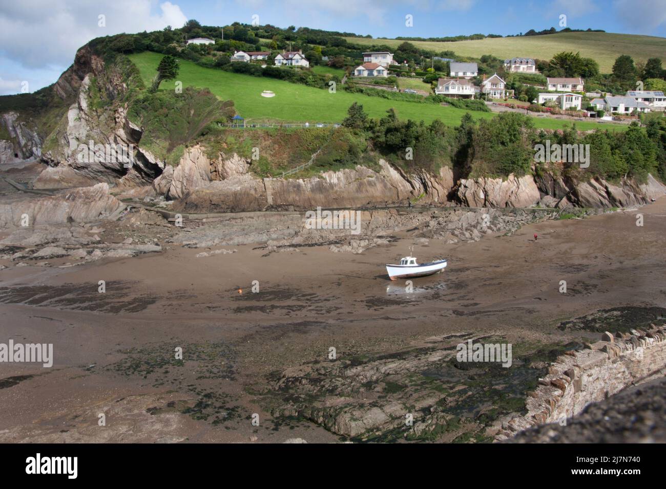 Coombe Martin bay, Lester point and wild pear beach, on the edge of Exmoor National Park heritage coastline, north Devon Stock Photo