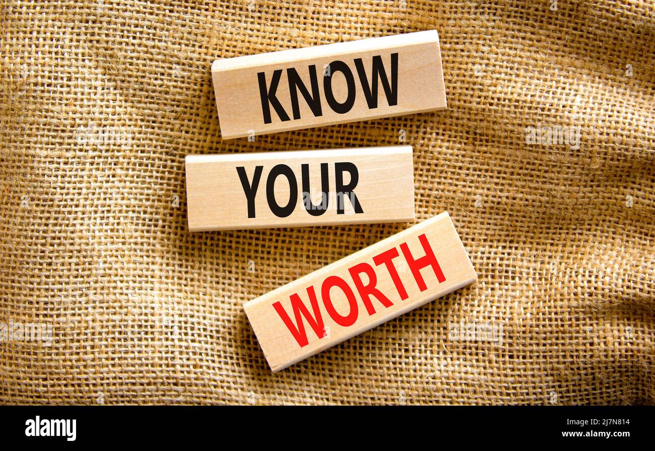 Know your worth symbol. Concept words Know your worth on wooden blocks ...