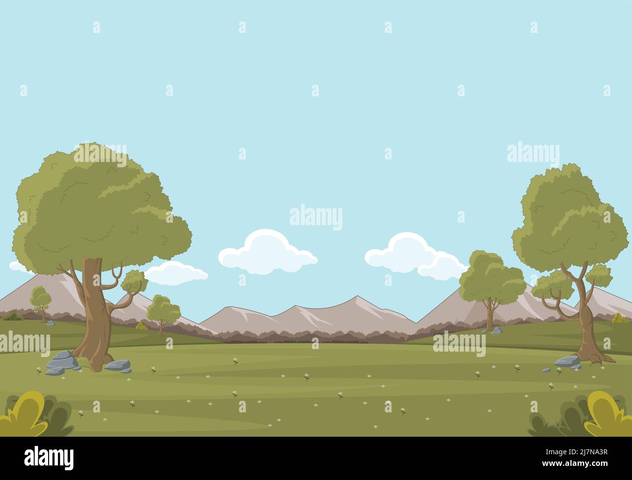 Green park with grass and trees. Nature landscape Stock Vector Image ...