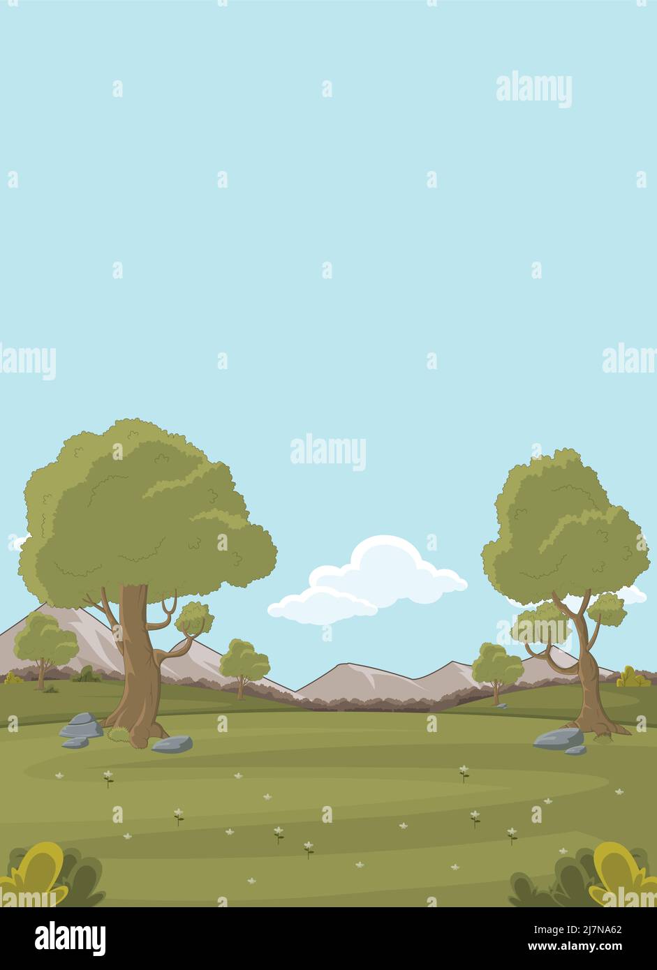 Green park with grass and trees. Nature landscape Stock Vector Image ...