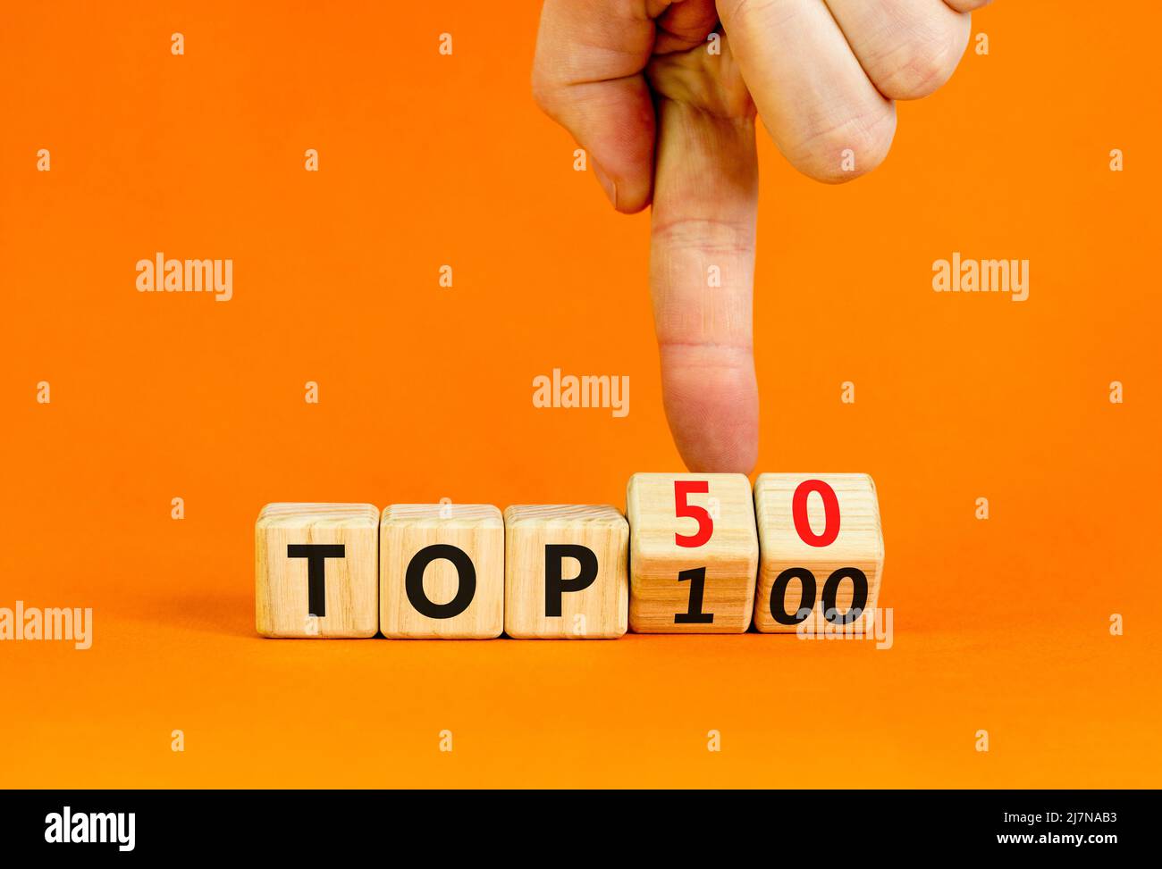 From Top 100 To 50 Symbol Businessman Turns Wooden Cubes And Changes