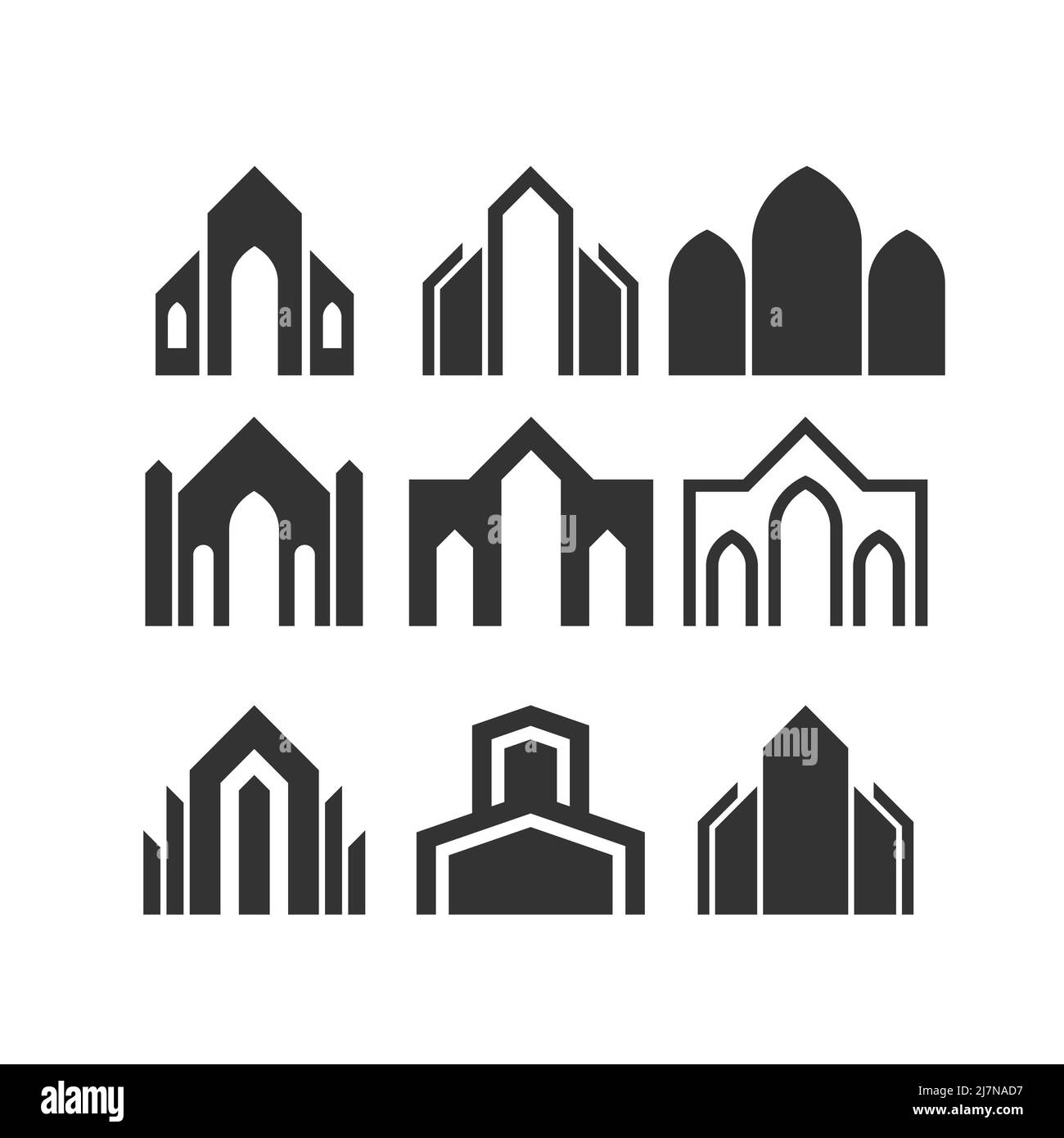 Vector illustration. Set of buildings and architectural structures. Stock Vector