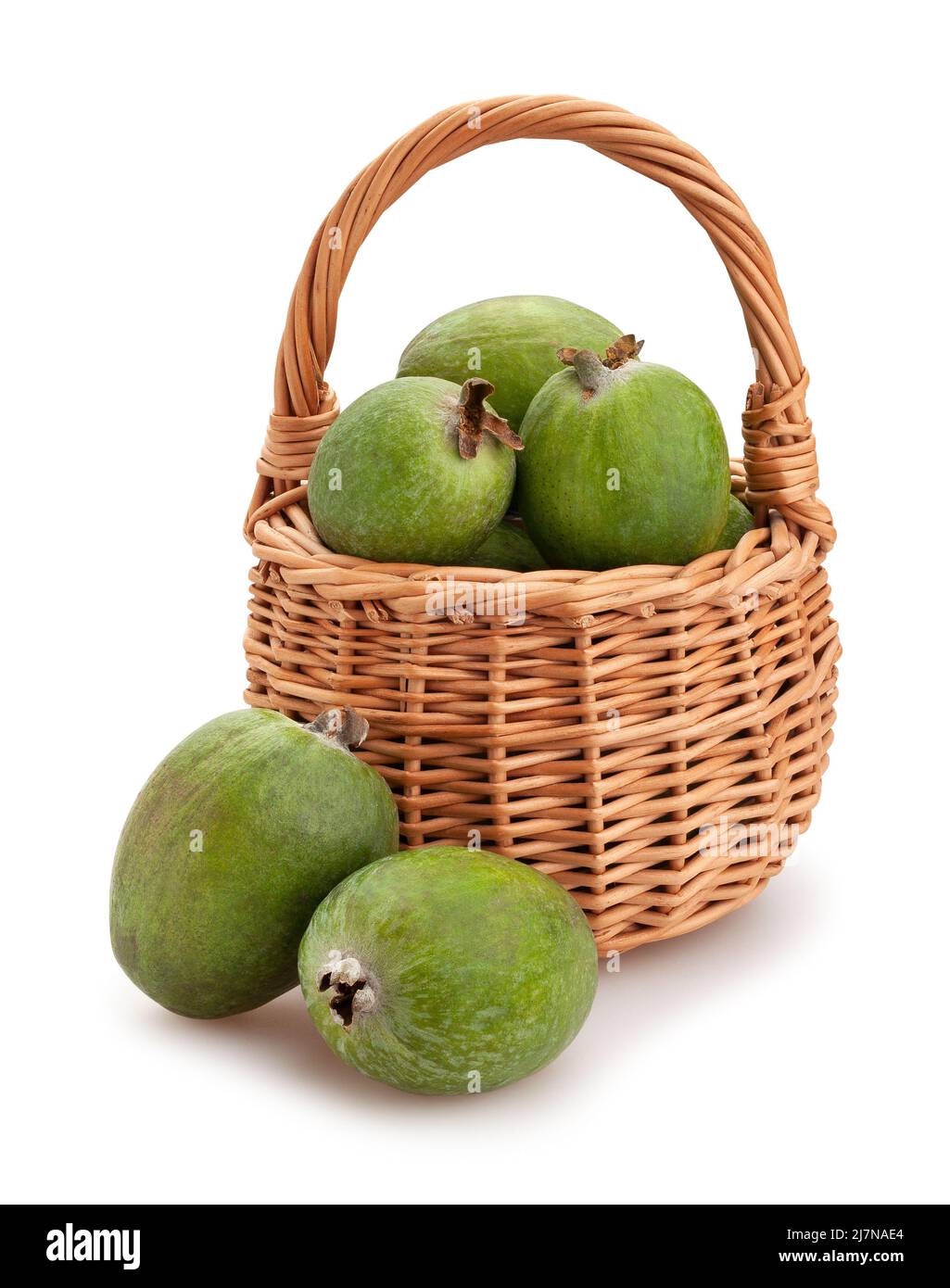 feijoa in basket path isolated on white Stock Photo