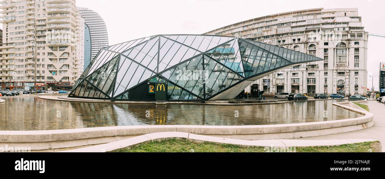 Batumi, Adjara, Georgia. modern building of McDonalds restaurant. McDonald's Corporation is the world's largest chain of hamburger fast food Stock Photo
