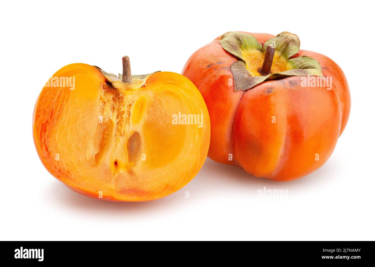 sliced persimmon path isolated on white Stock Photo