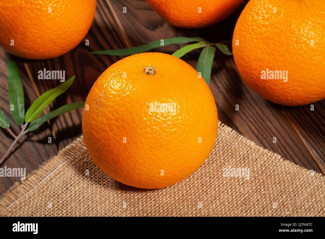 orange fruit on wood background Stock Photo