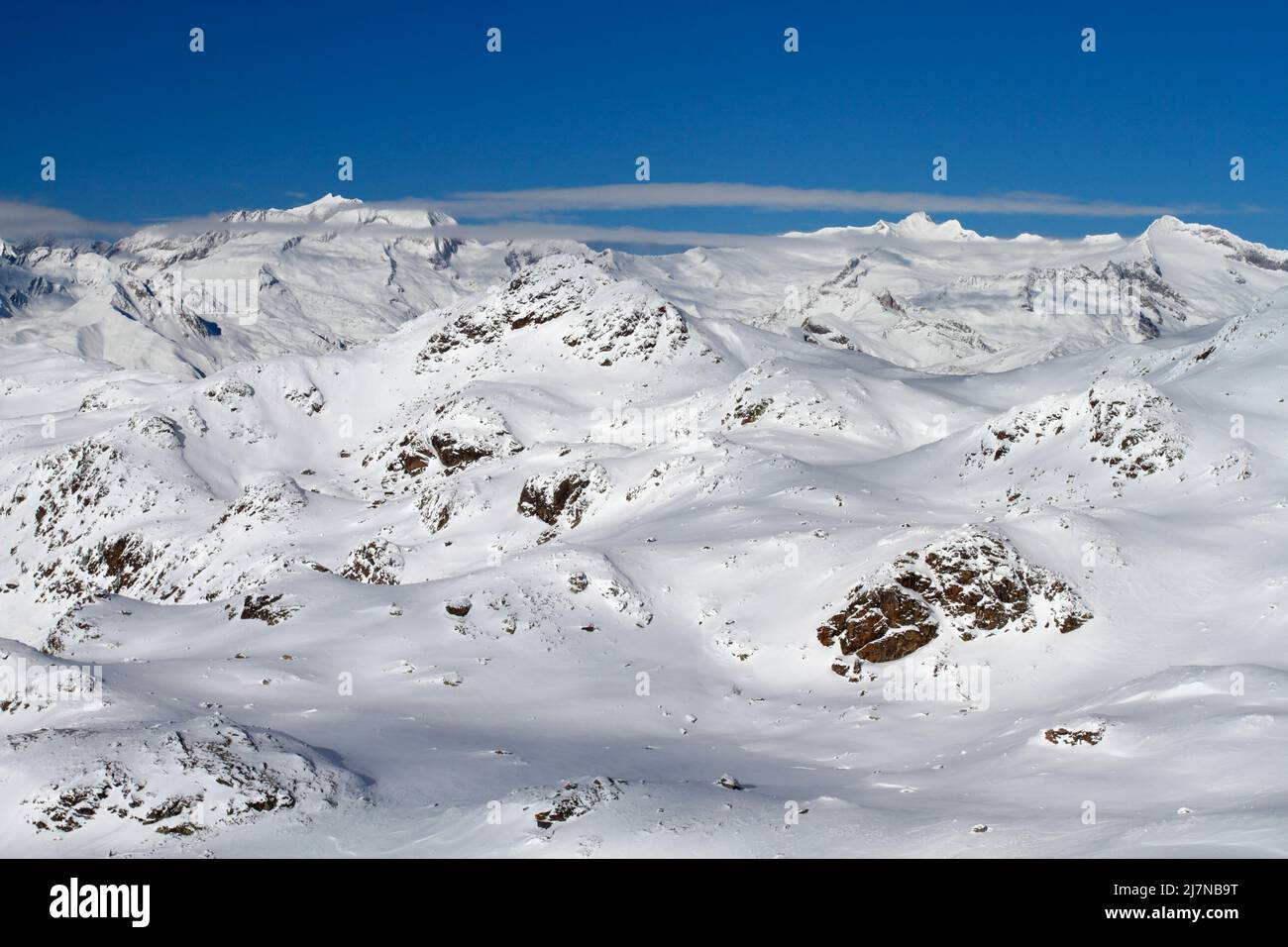 Italian Alps in the winter seen from Plattner Spitze, Italy Stock Photo