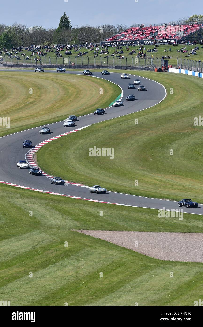 Twenty Jaguars flowing down the Craner curves, Jaguar EType, Jaguar