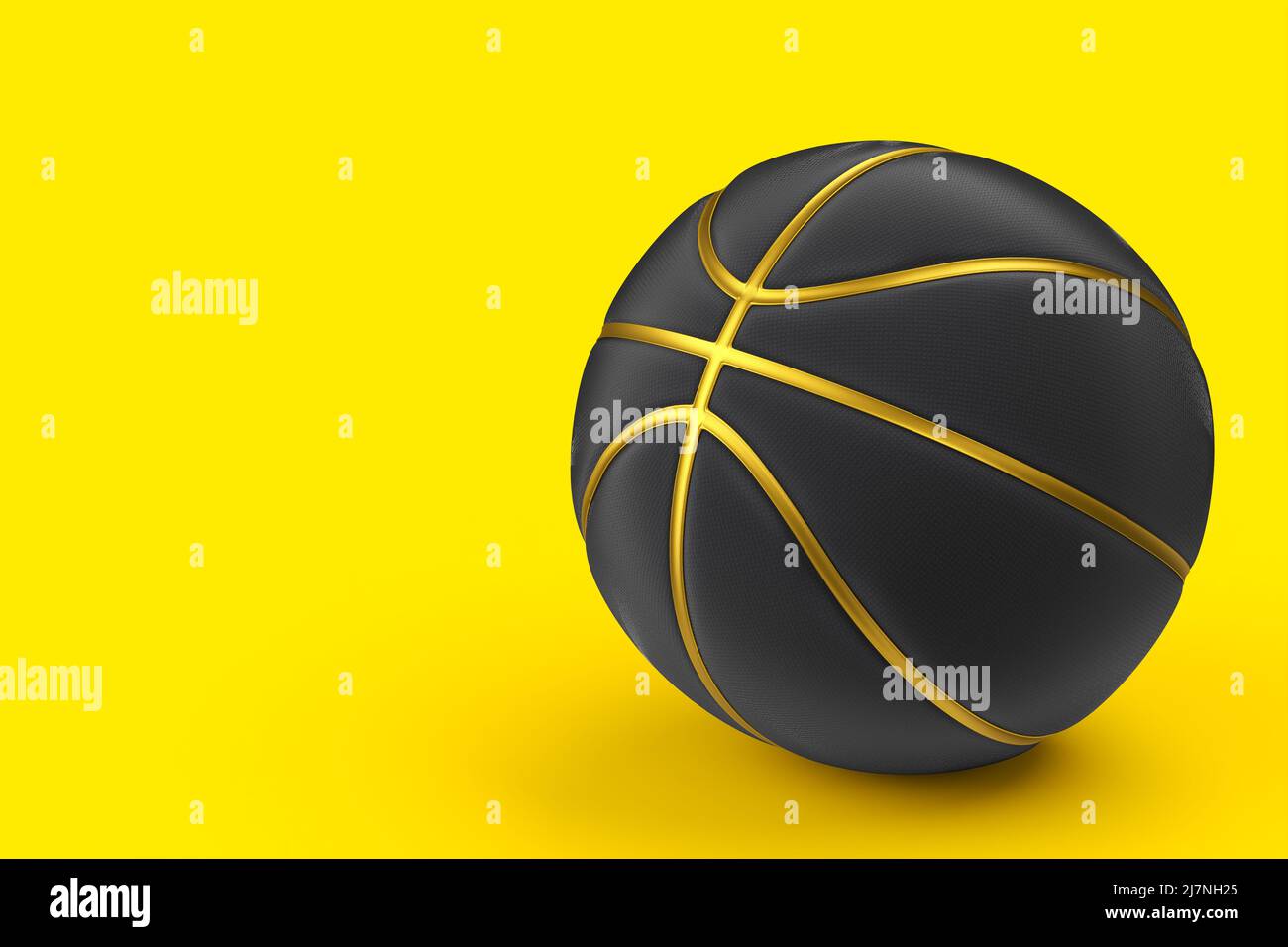 Gold and black basketball ball isolated on yellow background. 3d rendering  of sport accessories for team playing Stock Photo - Alamy