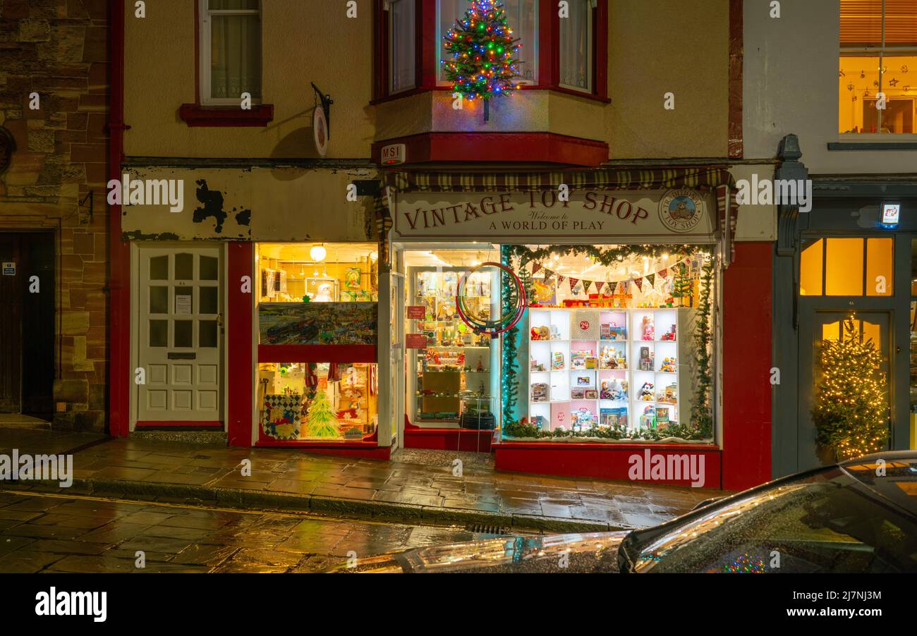The Vintage Toy Shop, High Street, Conwy, North Wales, in December 2021. Stock Photo