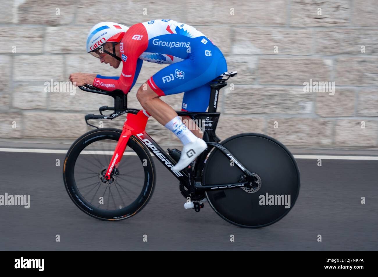 BUDAPEST, HUNGARY - MAY 07, 2022: Pro cyclist Nr. 113 Jacopo Guarnieri GROUPAMA - FDJ, Giro D'Italia Stage 2 Time trial - cycling competition on May 0 Stock Photo