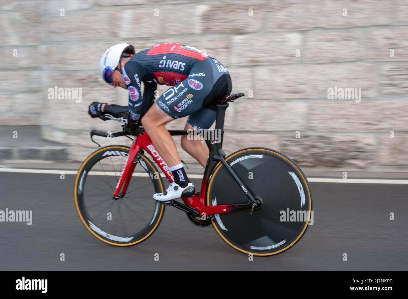 BUDAPEST, HUNGARY - MAY 07, 2022: Pro cyclist Mattia Bais DRONE HOPPER - ANDRONI GIOCATTOLI, Giro D'Italia Stage 2 Time trial - cycling competition on Stock Photo