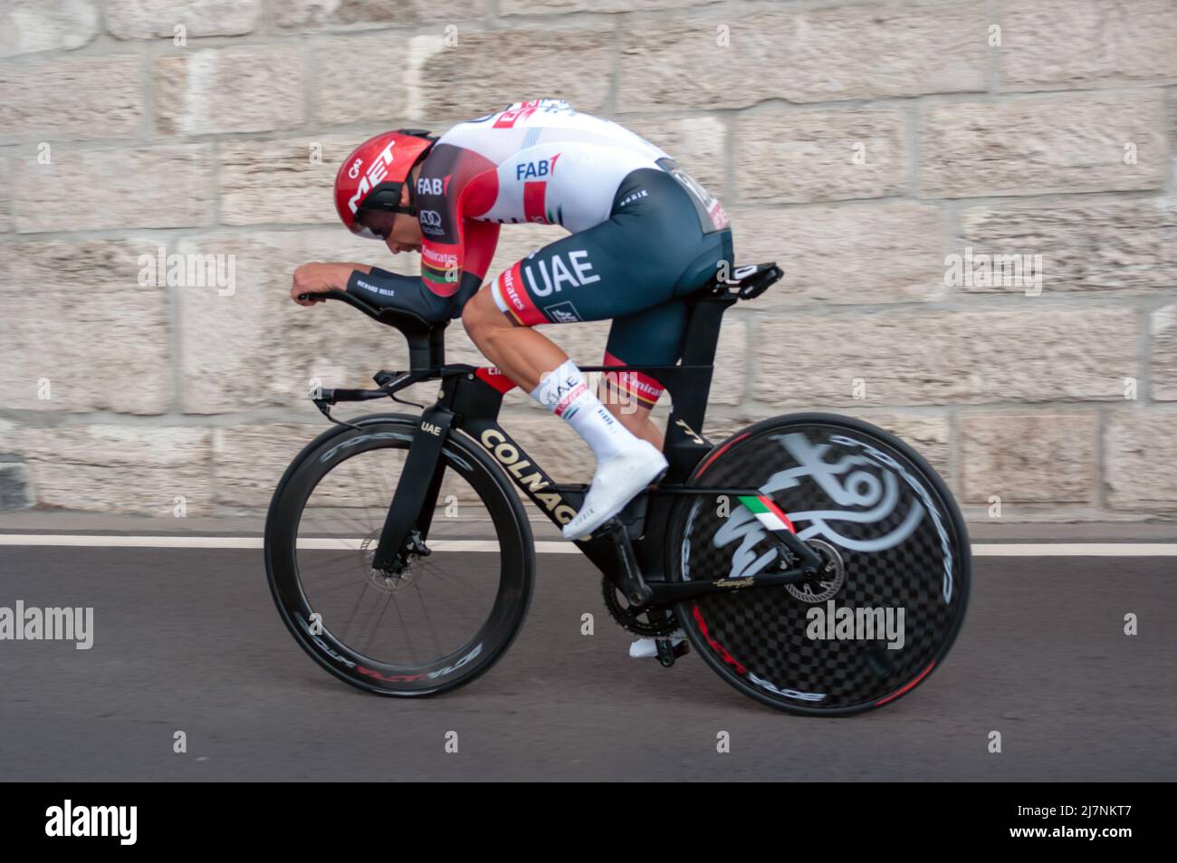 BUDAPEST, HUNGARY - MAY 07, 2022: Pro cyclist Rui Costa UAE TEAM EMIRATES, Giro D'Italia Stage 2 Time trial - cycling competition on May 07, 2022 in B Stock Photo