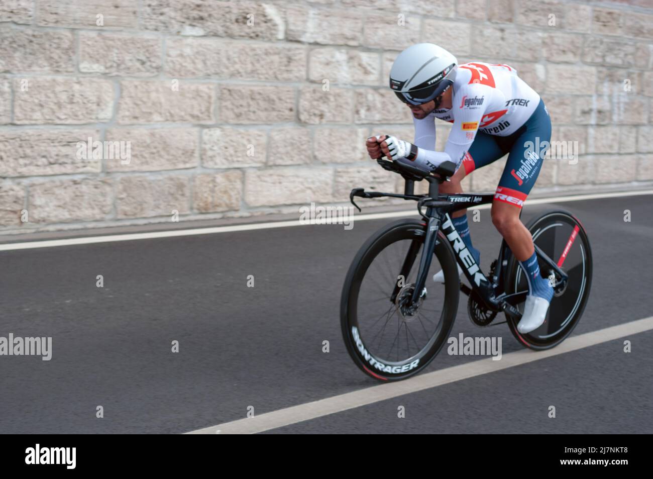 BUDAPEST, HUNGARY - MAY 07, 2022: Pro cyclist Jacopo Mosca TREK - SEGAFREDO, Giro D'Italia Stage 2 Time trial - cycling competition on May 07, 2022 in Stock Photo