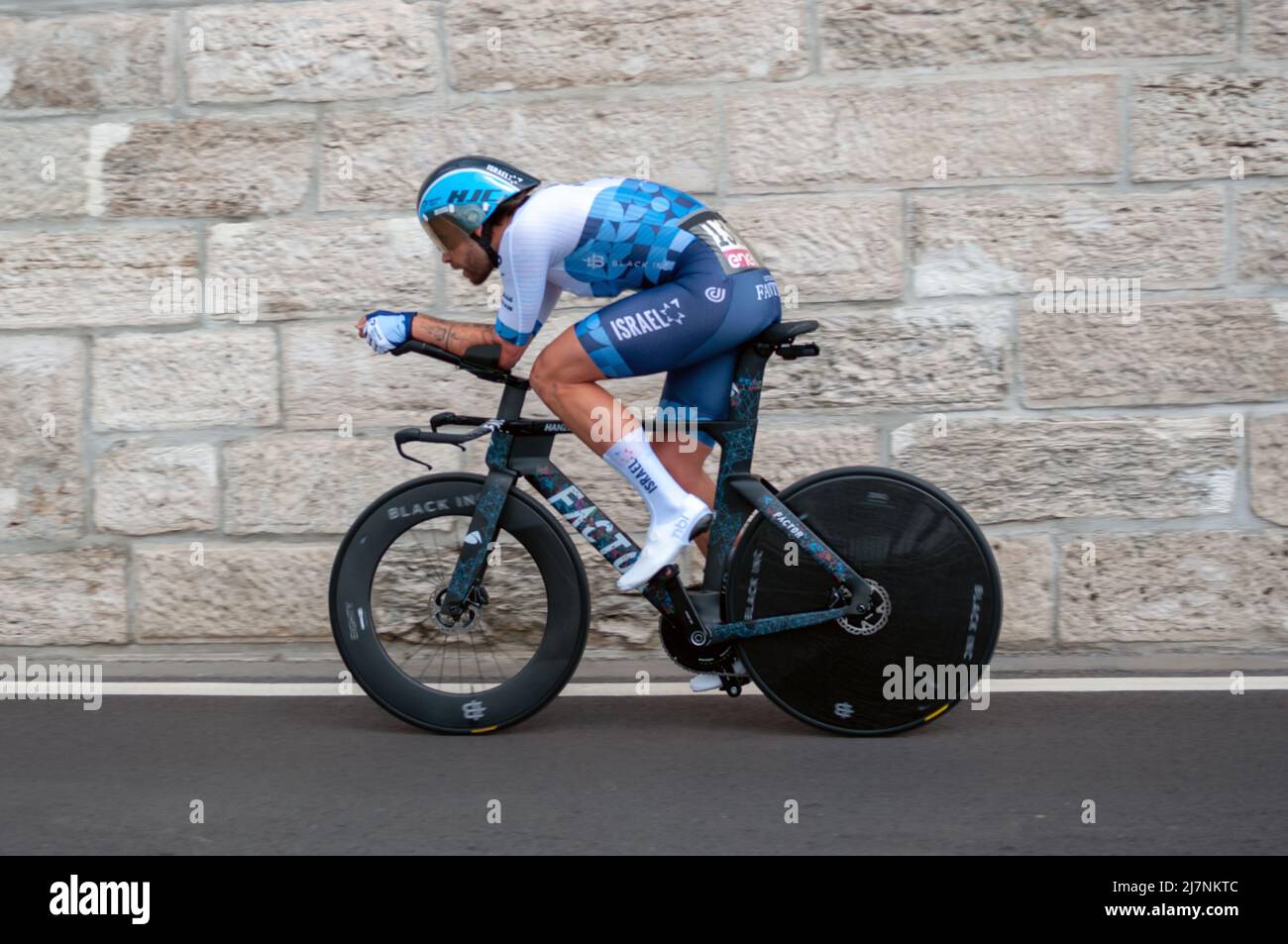 BUDAPEST, HUNGARY - MAY 07, 2022: Pro cyclist Rick Zabel ISRAEL - PREMIER TECH, Giro D'Italia Stage 2 Time trial - cycling competition on May 07, 2022 Stock Photo