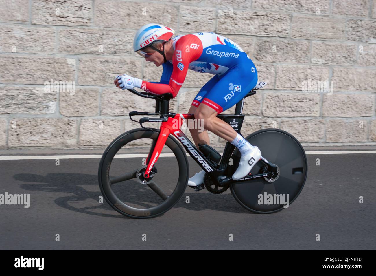 BUDAPEST, HUNGARY - MAY 07, 2022: Pro cyclist Arnaud Démare GROUPAMA - FDJ Giro D'Italia Stage 2 Time trial - cycling competition on May 07, 2022 in B Stock Photo