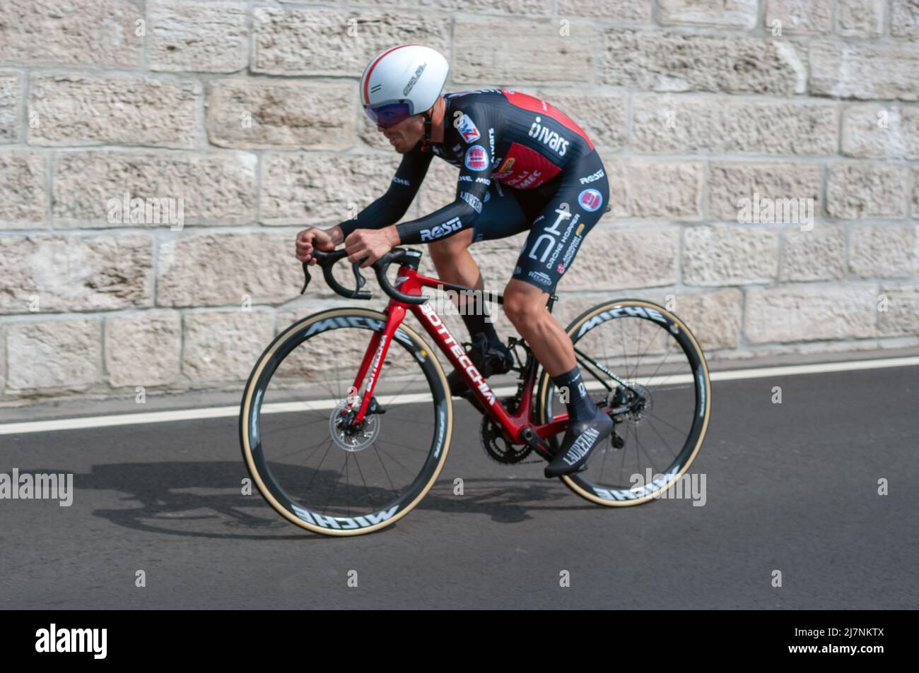 BUDAPEST, HUNGARY - MAY 07, 2022: Pro cyclist Edoardo Zardini DRONE HOPPER - ANDRONI GIOCATTOLI, Giro D'Italia Stage 2 Time trial - cycling competitio Stock Photo