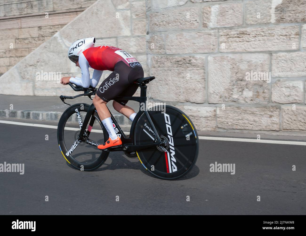 BUDAPEST, HUNGARY - MAY 07, 2022: Pro cyclist Rémy Rochas COFIDIS  Giro D'Italia Stage 2 Time trial - cycling competition on May 07, 2022 in Budapest Stock Photo