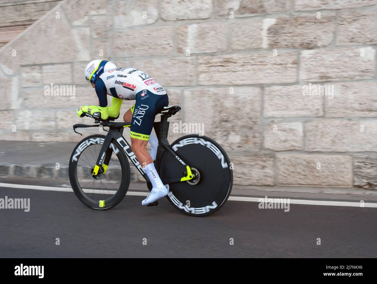 BUDAPEST, HUNGARY - MAY 0-     7, 2022: Pro cyclist Domenico Pozzovivo INTERMARCHÉ - WANTY - GOBERT MATÉR. Giro D'Italia Stage 2 Time trial - cycling Stock Photo