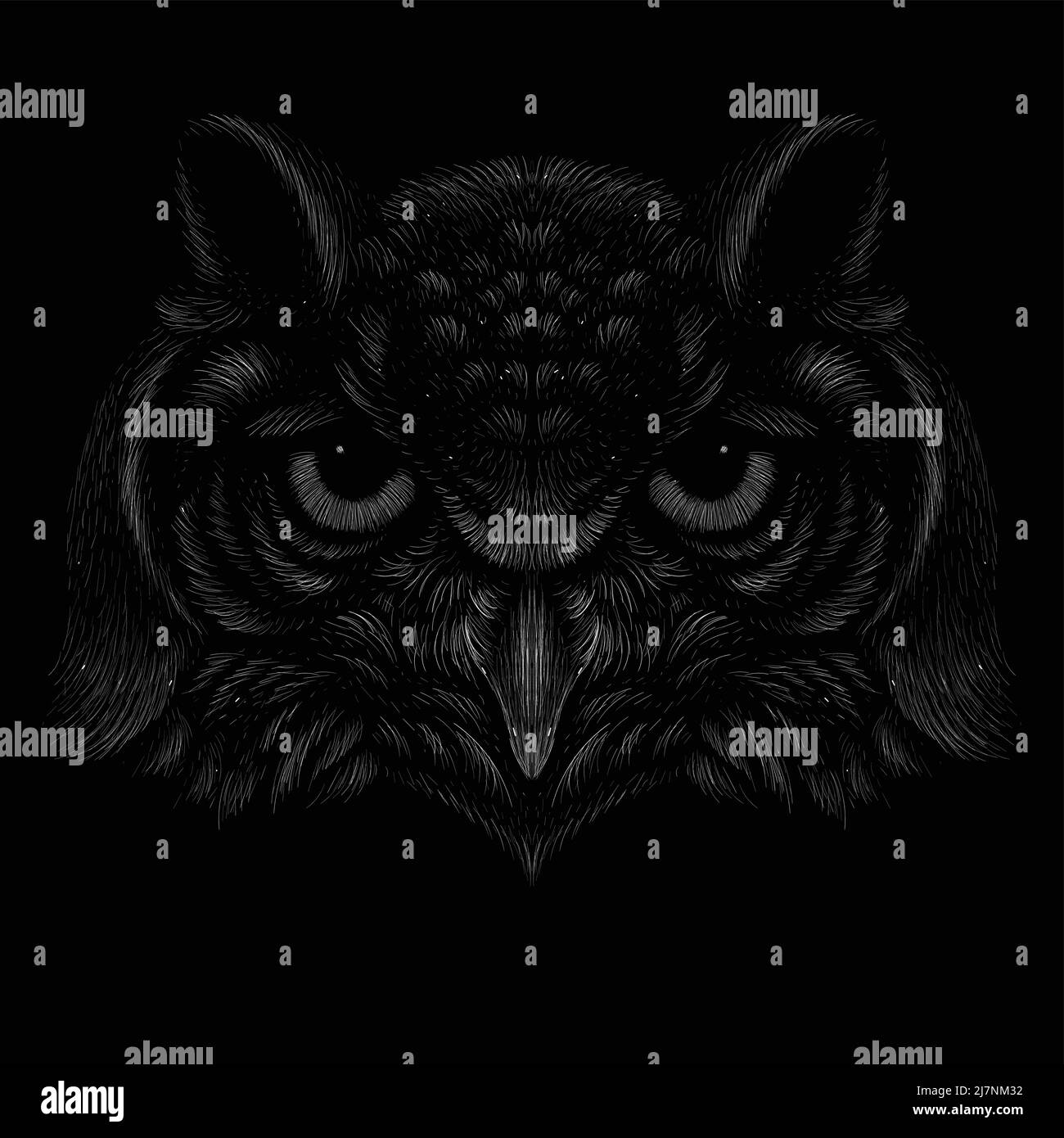 The Vector logo owl for tattoo or T-shirt design or outwear. Hunting style  owl background. This hand drawing would be nice to make on the black fabri  Stock Vector Image \u0026 Art -, image size:1300x1390