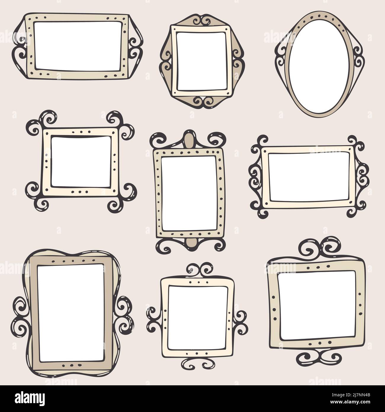 Set of hand drawn doodle vintage frames, squares, vector borders design  elements with white backgrounds Stock Vector Image & Art - Alamy
