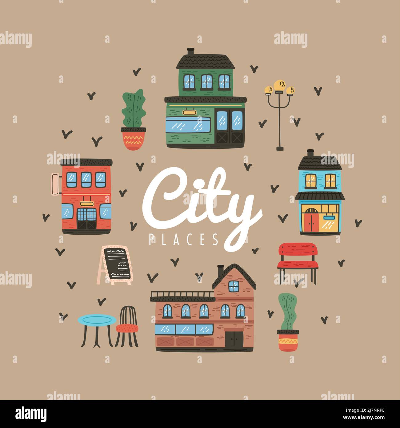 city lettering with places around Stock Vector Image & Art - Alamy
