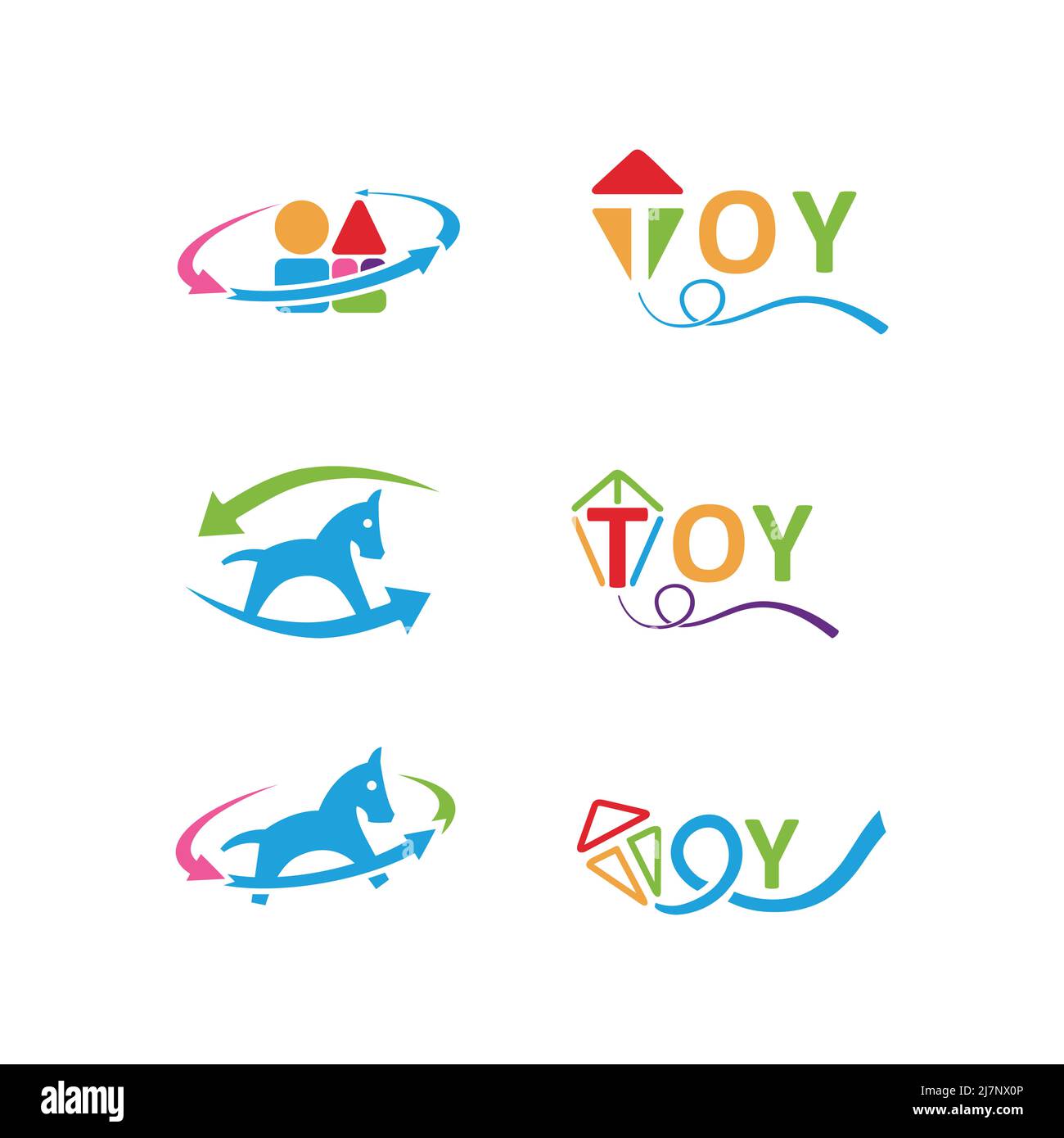 Kid toys color icon set, baby toys symbols collection Stock Photo