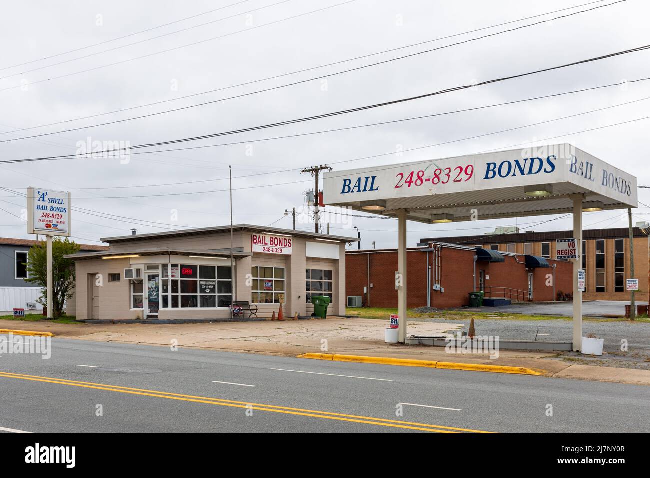 LEXINGTON, NC, USA8 MAY 2022 'A' Shell Bail Bonds building, converted